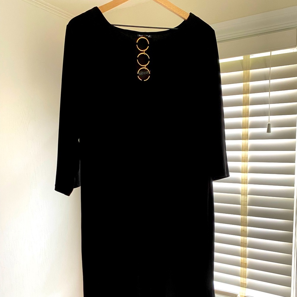 Roz & Ali Black Dress with Gold Ring Details